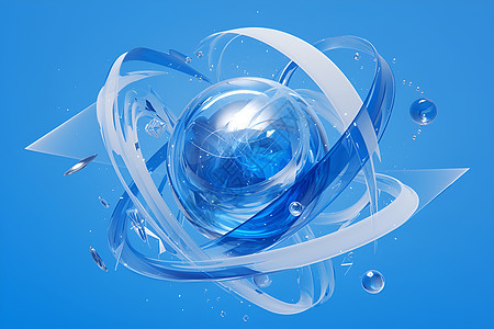 蓝色的水晶球体图片
