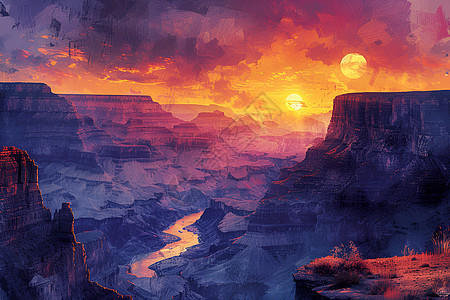 黄昏时的峡谷奇观图片