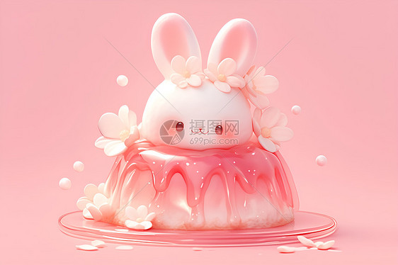 甜美粉色兔子蛋糕图片