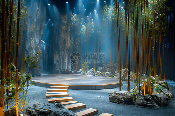 金竹环绕的舞台图片