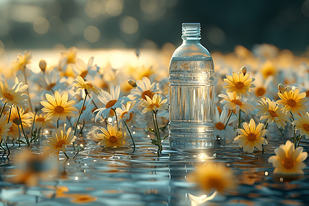 黄色小花和水瓶图片