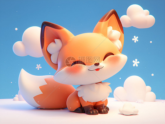 雪地中的卡通狐狸图片