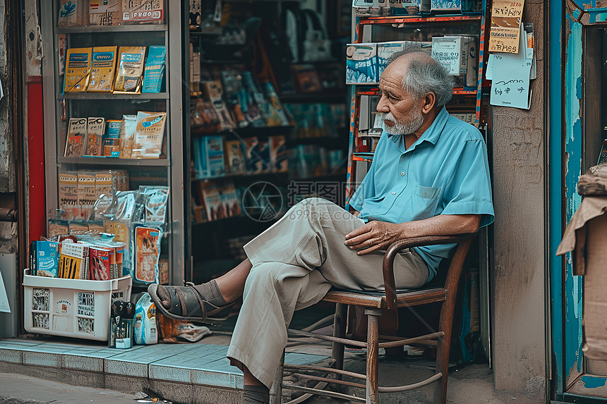 商店门口的男人图片