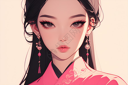 复古的少女插画图片