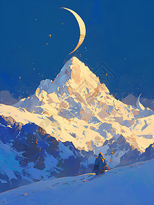 月光下的雪山图片