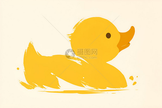 小黄鸭在水面上漂浮图片
