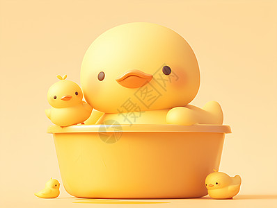 盆子里的黄色小鸭高清图片