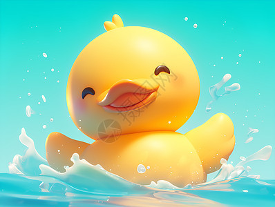 仲夏水中的黄色小鸭图片