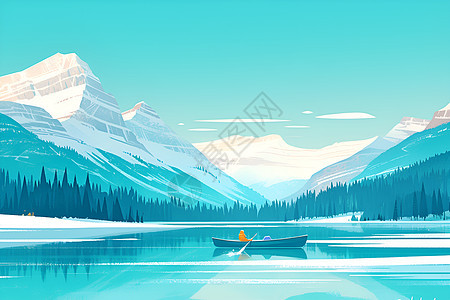 冻湖上的独木舟图片