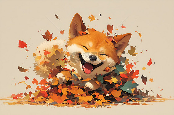 秋季欢乐的小狗图片