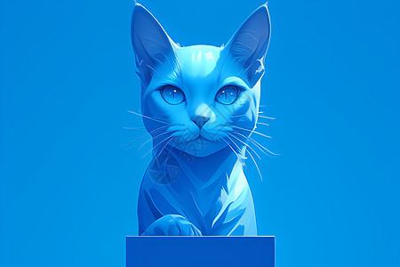 蓝色猫咪的大胆线条图片