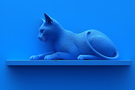 蓝色猫咪的摆件图片