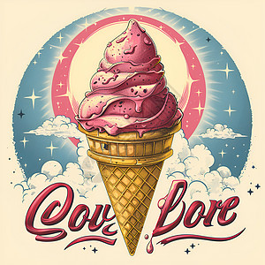 怀旧风格的冰淇淋店图标图片