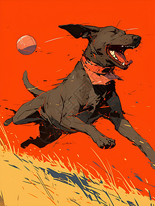 奔跑的快乐狗狗背景图片