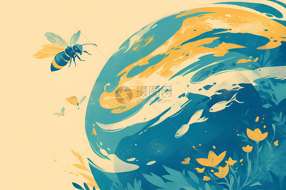 绘画的蜜蜂图标图片