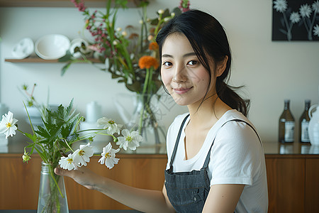 女子插花图片