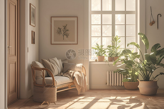 明亮客厅里的植物图片