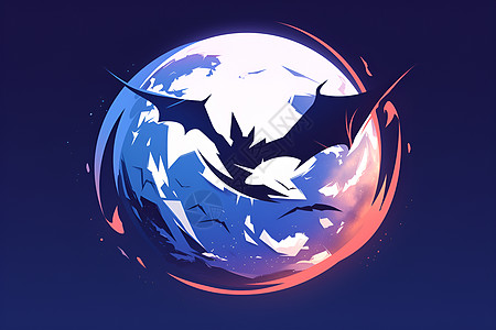 围着地球飞舞的蝙蝠背景图片