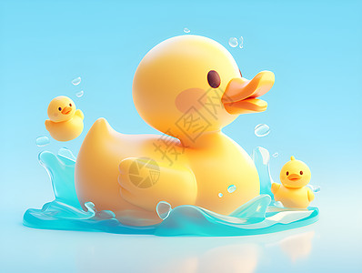 小鸭游泳插画