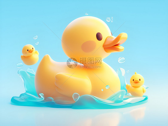 小鸭游泳图片