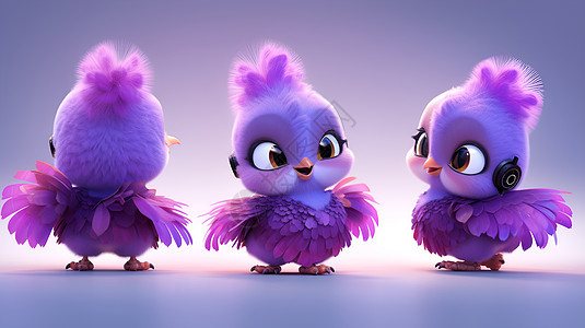 紫色羽毛的小鸟们图片