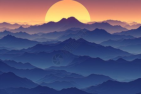 日落山脉背景图片