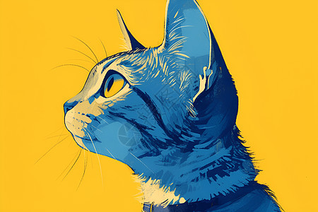 黄色背景上的猫咪图片