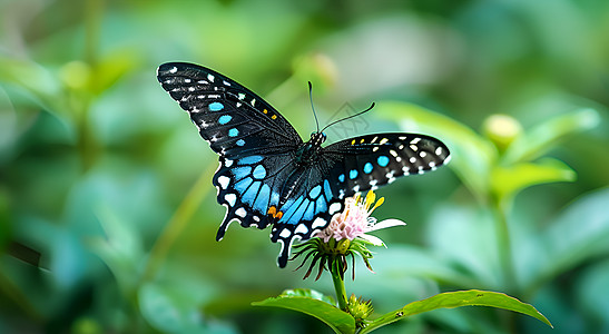 蝴蝶停在花朵上高清图片