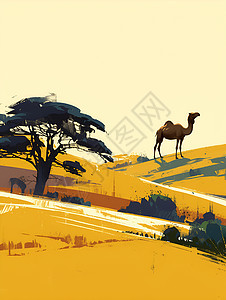 简约骆驼沙漠艺术图片