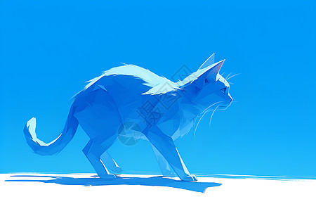蓝猫轮廓剪影图片