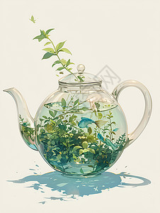 清静的玻璃茶壶图片