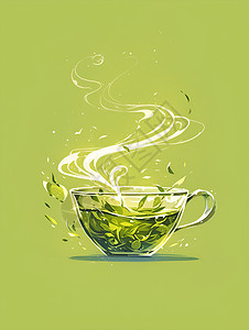 清香的一杯绿茶背景图片