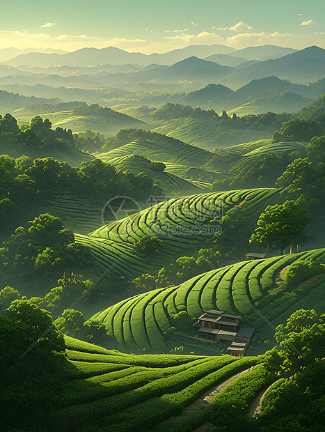 青山绿水山间茶乡图片