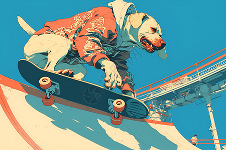 玩滑板的狗图片