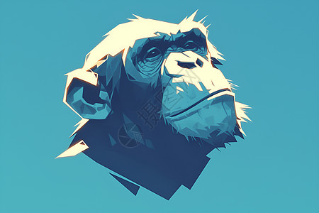 蓝色背景上的猩猩头像背景图片
