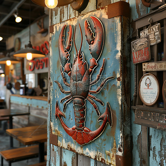 餐厅的龙虾招牌图片