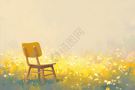 阳光草地上的木头椅子图片