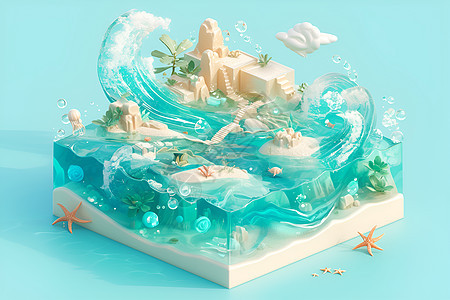 海洋粘土模型图片