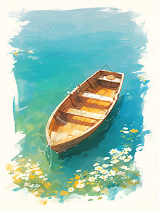 水面上的小木船图片