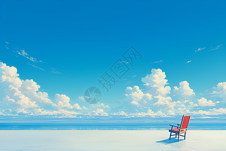 沙滩上的红色椅子图片