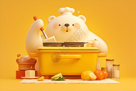 分享美食的白熊厨师图片