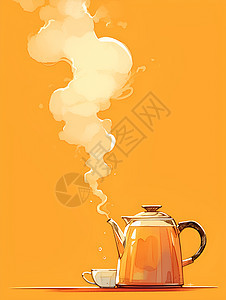 沸腾的茶壶图片