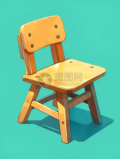木制椅子在绿色背景上图片