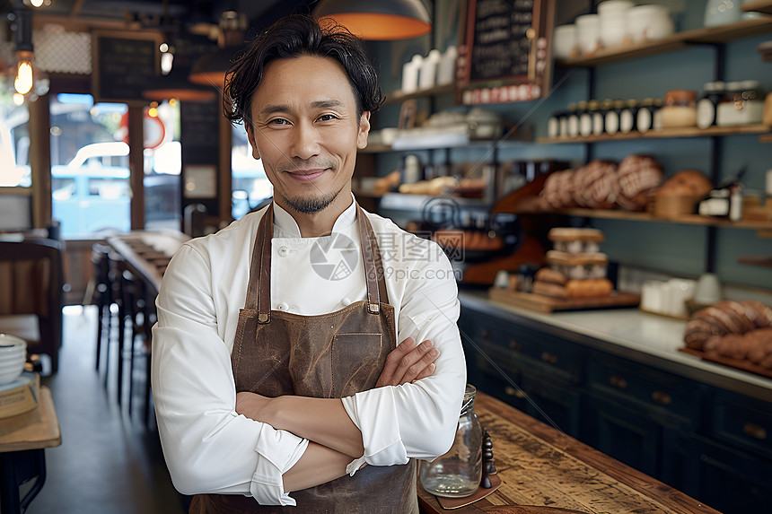 面包店内的男子图片