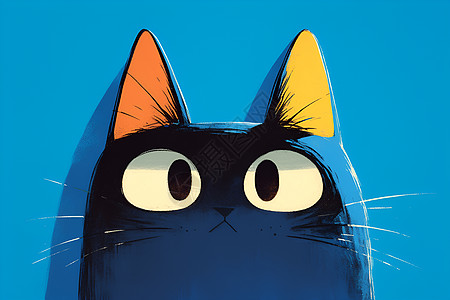 绘画的小黑猫高清图片
