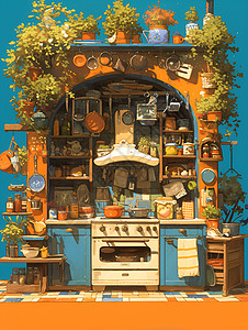 梦幻卡通的厨房图片