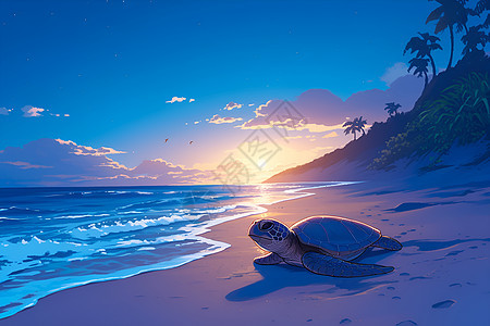 海龟在沙滩上图片