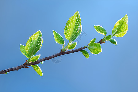 树枝发芽新生命的绿叶背景