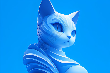 蓝色的猫动物猫插画高清图片