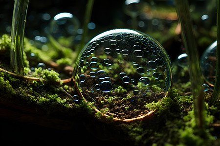 苔藓上的水滴图片